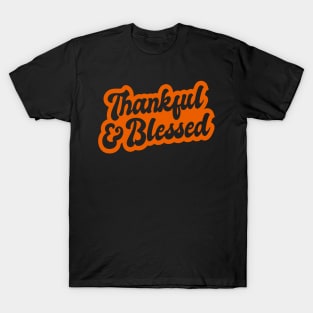 Thankful Blessed Lettering Thanksgiving T-Shirt